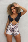 Short Lace Up Bodysuit- Sara Panero Collection