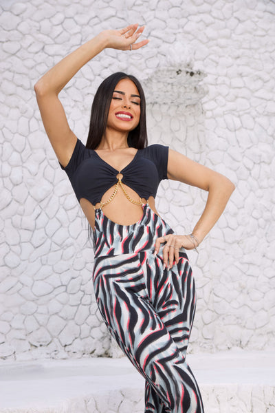 Golden Chain Bodysuit Zebra - Sara Panero