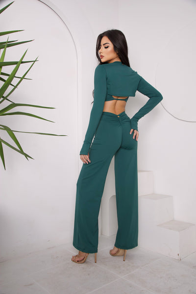 Scrunch Butt Lift Flare Pants and Bolero Top 3 Pieces Set - Lure