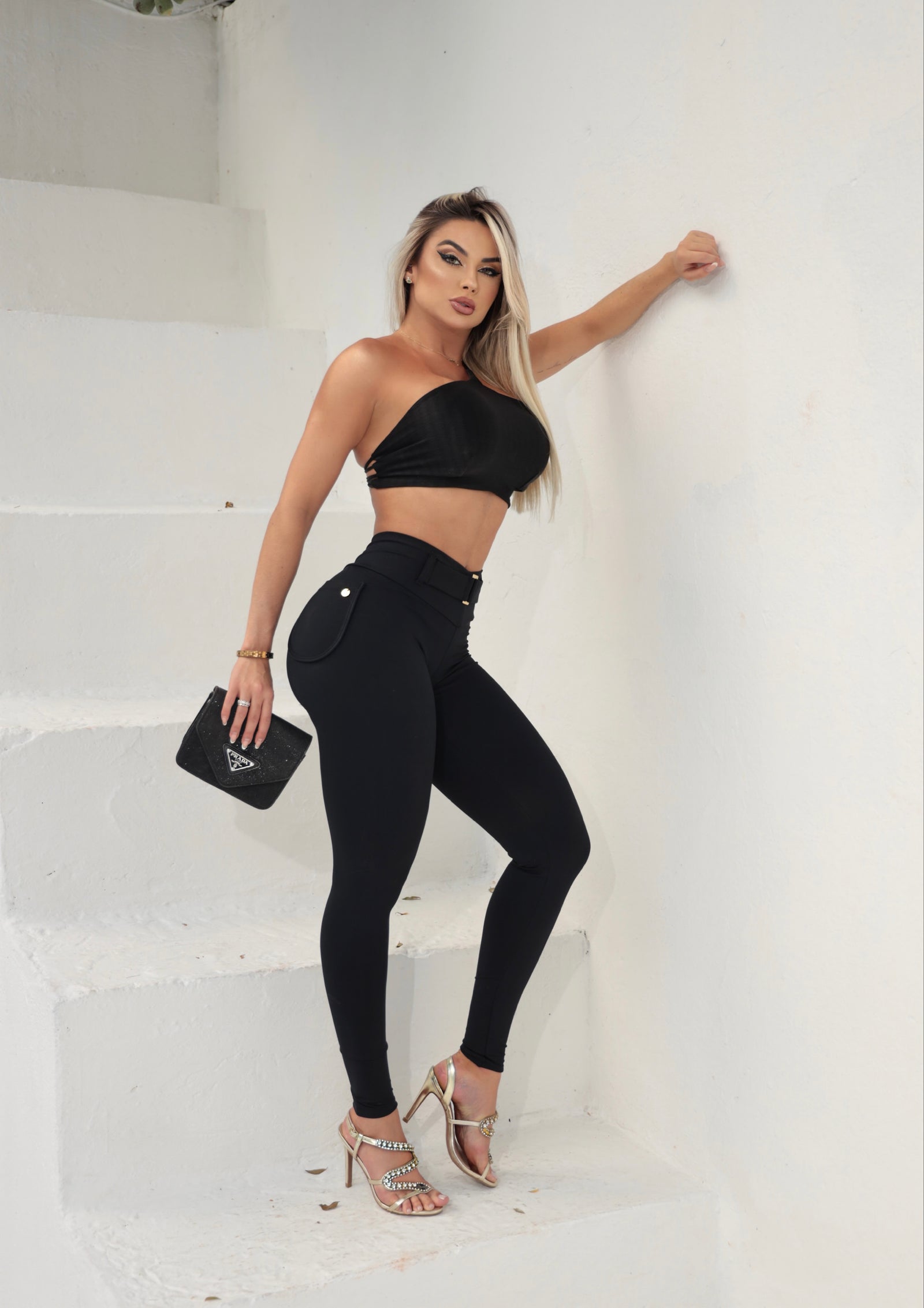 Pocket and Belted Leggings - Black