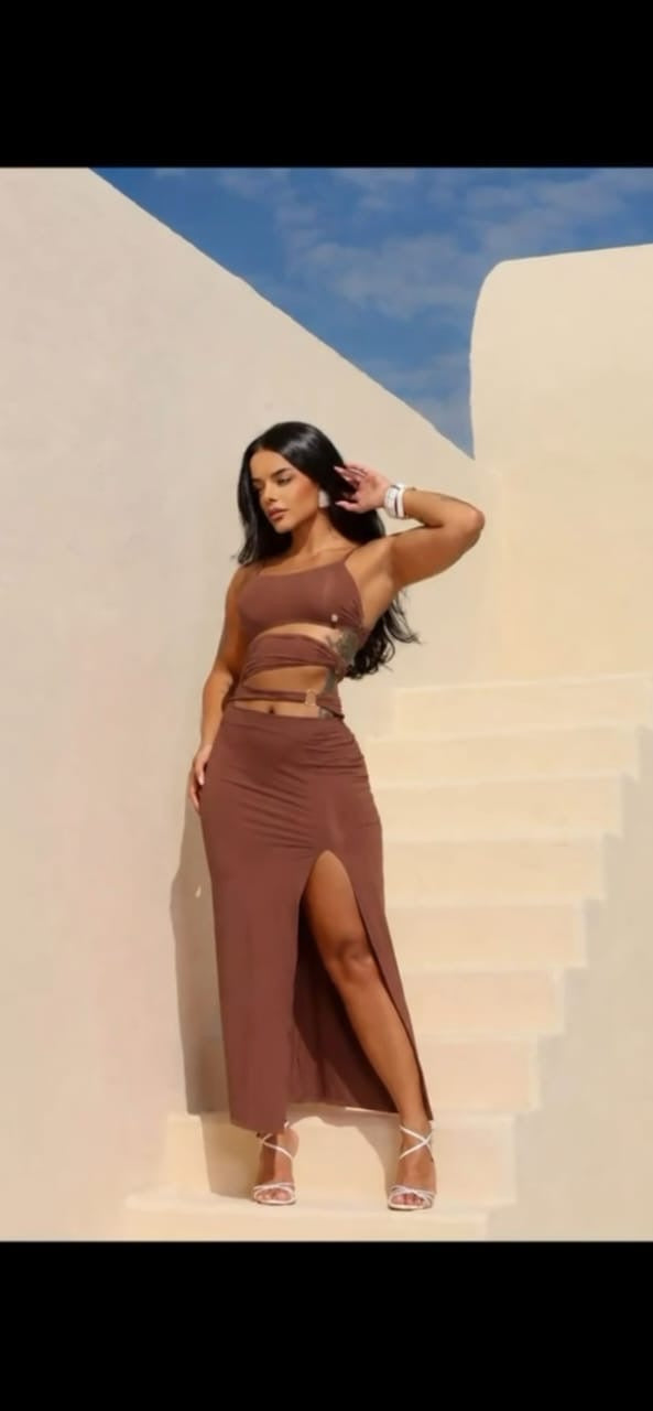 Paradise two Piece Set Skirt with Shorts .