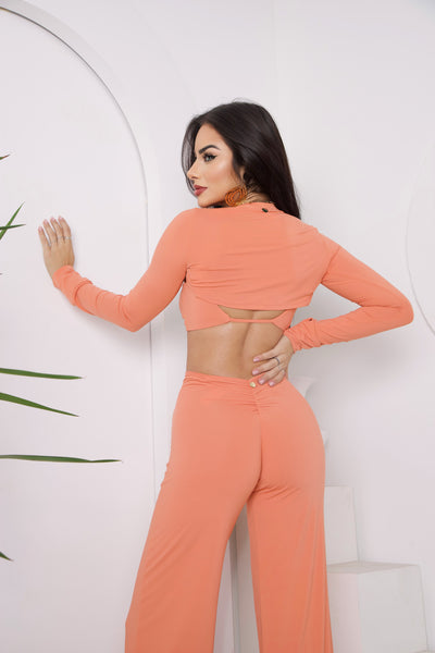 Scrunch Butt Lift Flare Pants and Bolero Top 3 Pieces Set - Lure