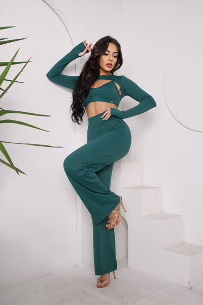 Scrunch Butt Lift Flare Pants and Tops Set