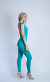 Lure Fitness - Cap Sleeve Bodysuit - Turquoise - Side View